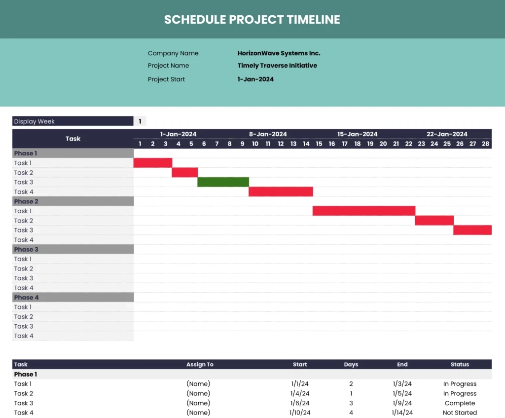 Project Plan Gantt Chart Template