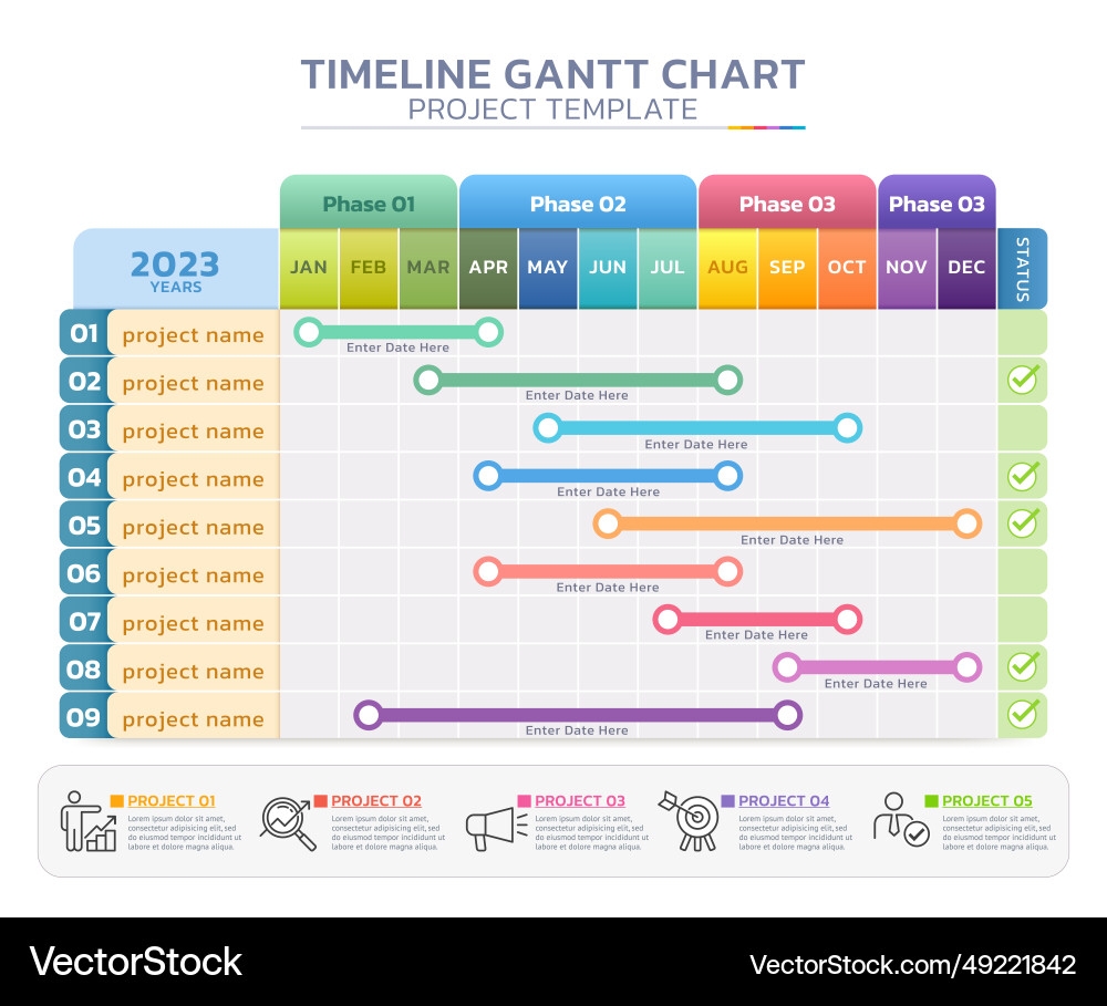 Gantt Chart Timeline Template Royalty Free Vector Image