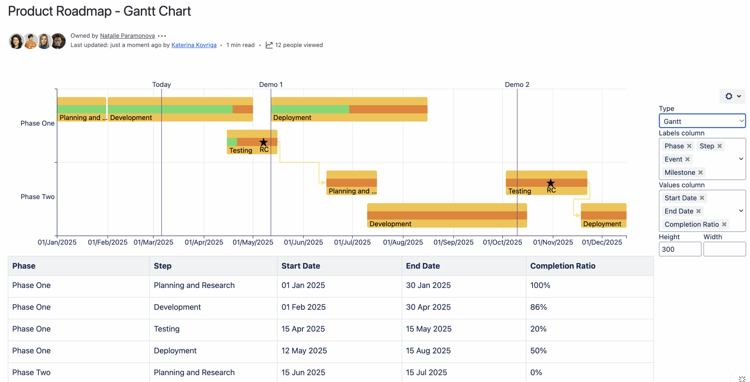 2025 Gantt Chart