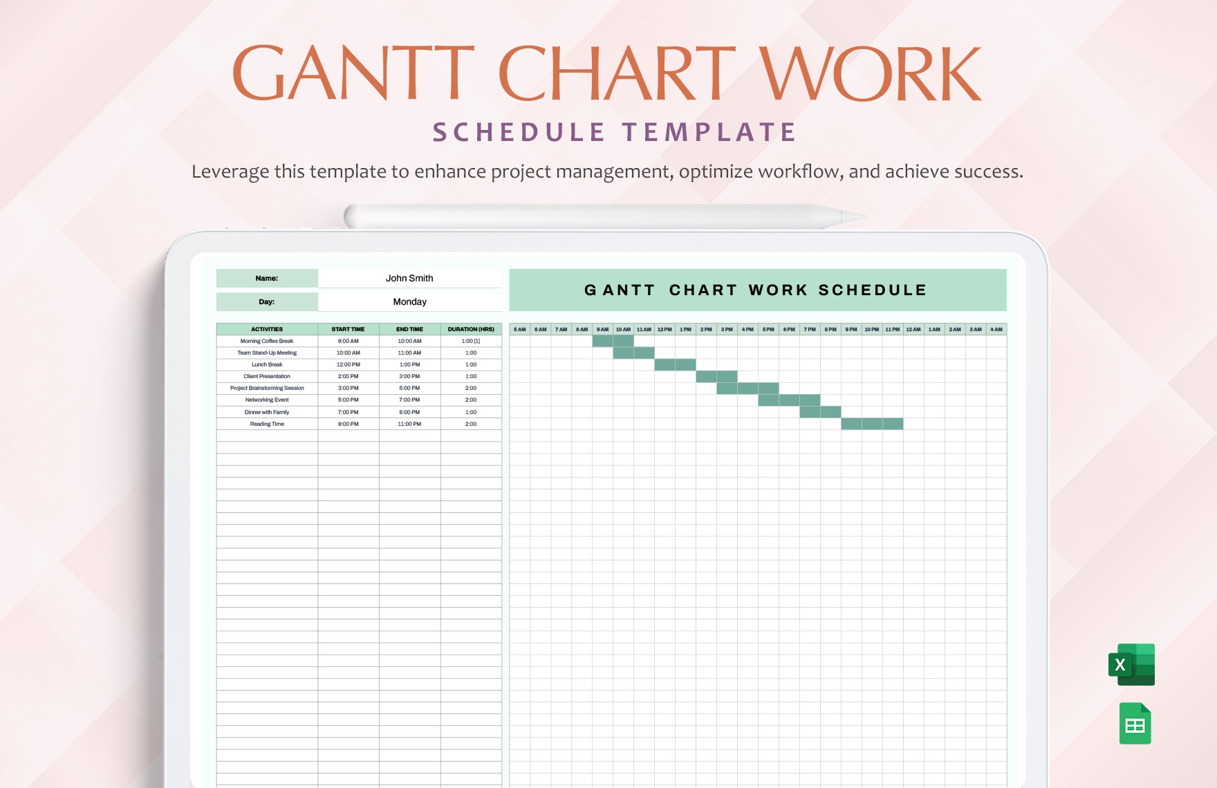 Gantt Chart Daily Schedule Template Gantt Chart Daily Schedule Template