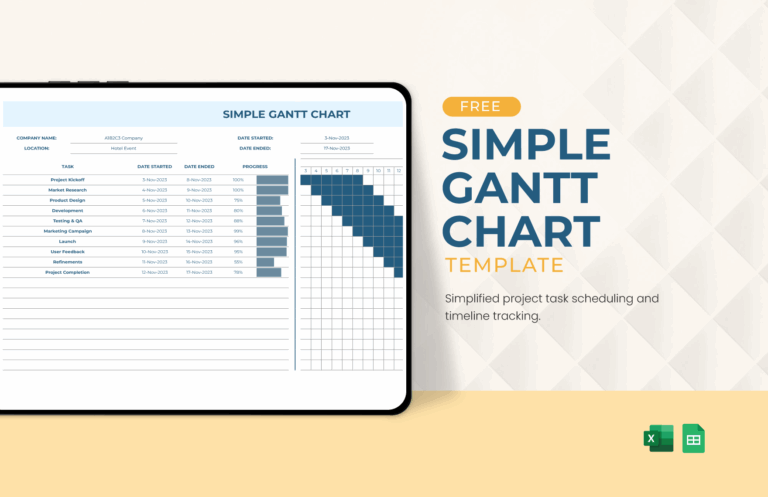 Gantt Timeline Chart In Illustrator PDF Download Template