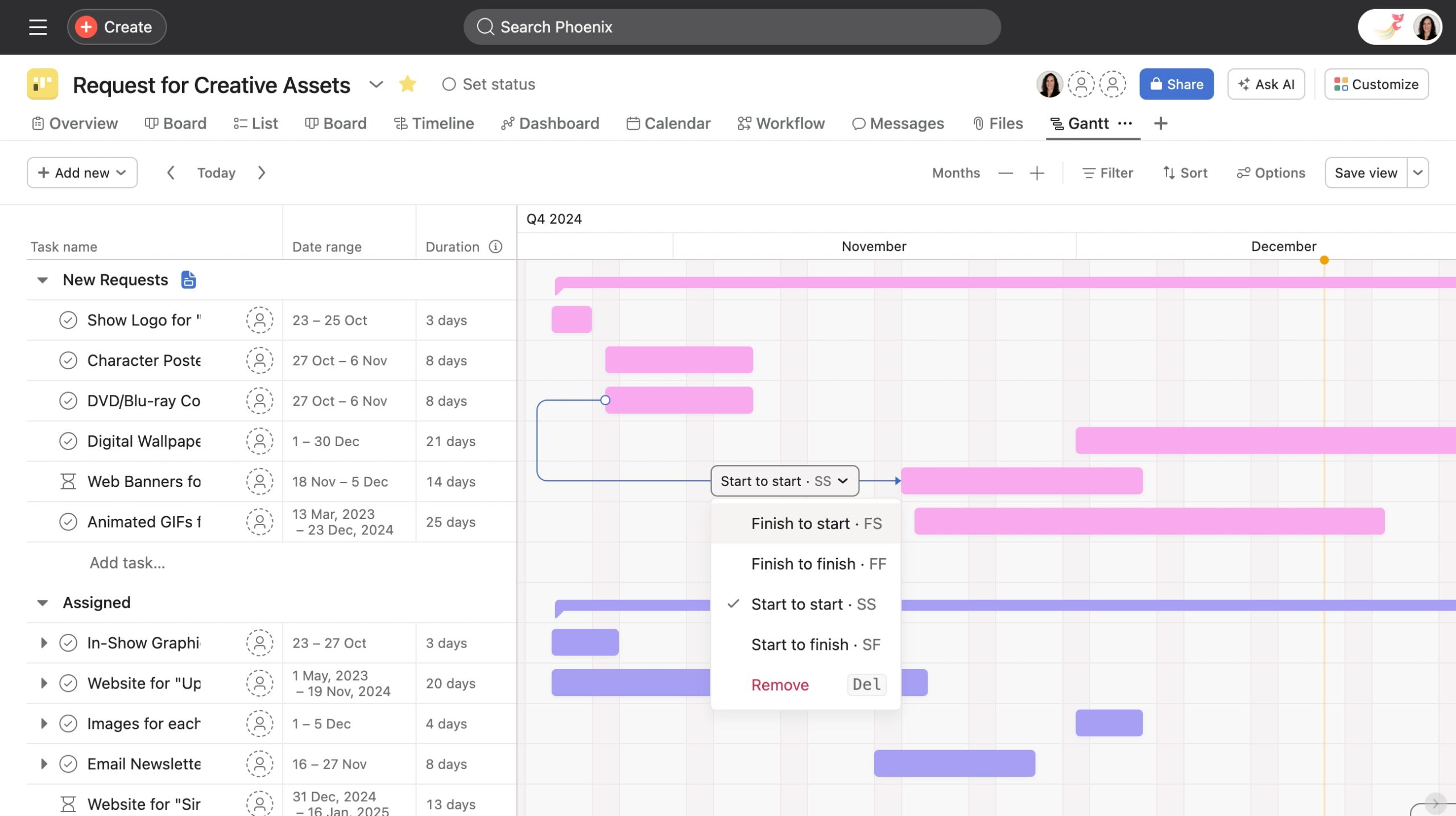 Gantt View Gantt View