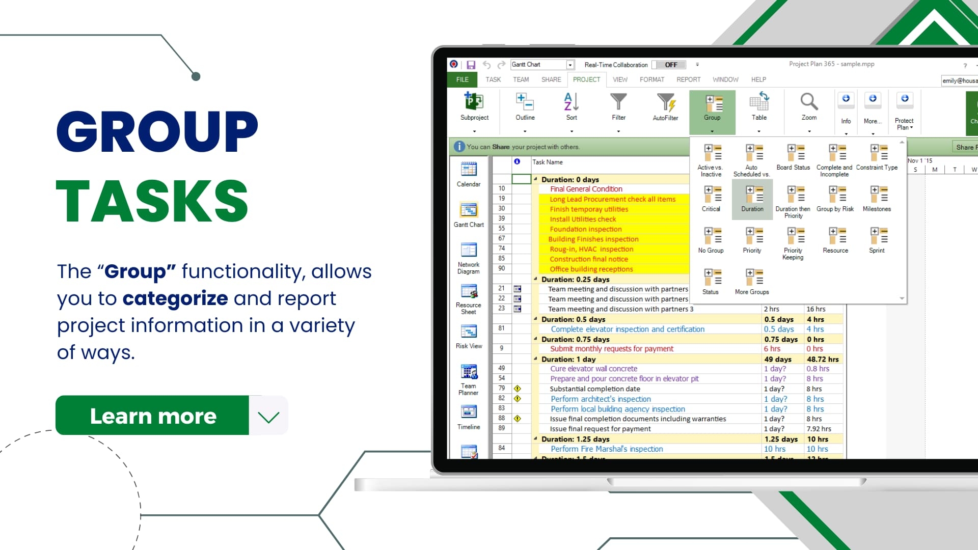 Gantt Chart Group Tasks