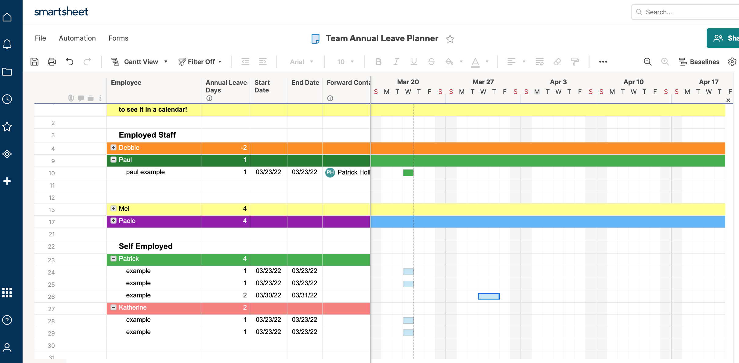 Help With Team vacation planner Template Smartsheet Community