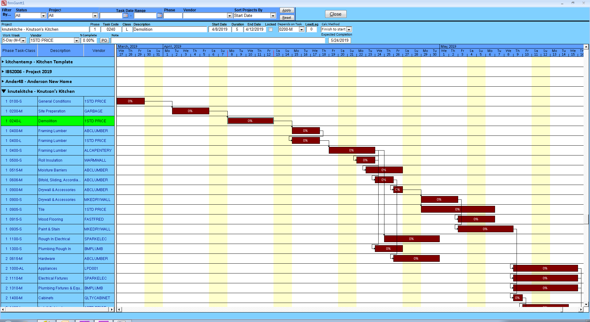 Residential Construction Construction Gantt Chart