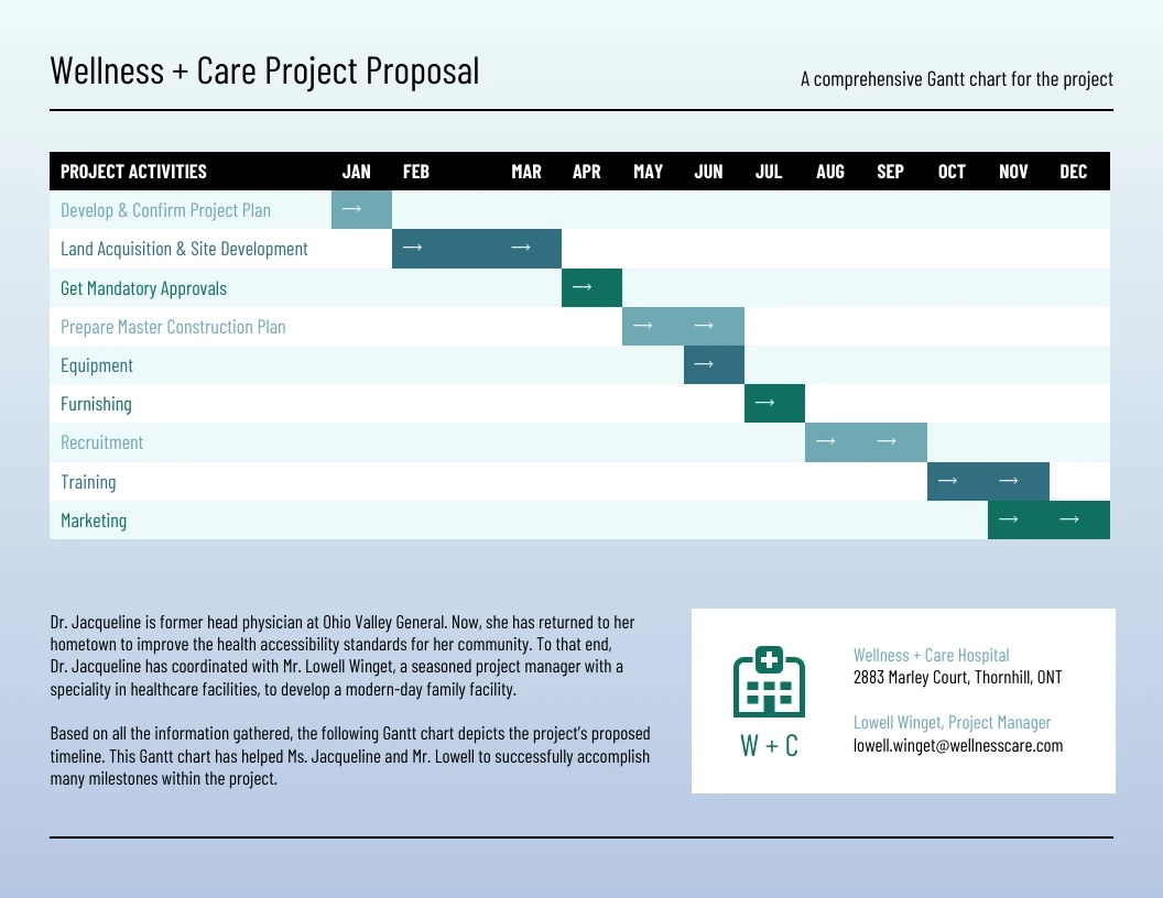 Hospital Management System Gantt Chart Template Venngage