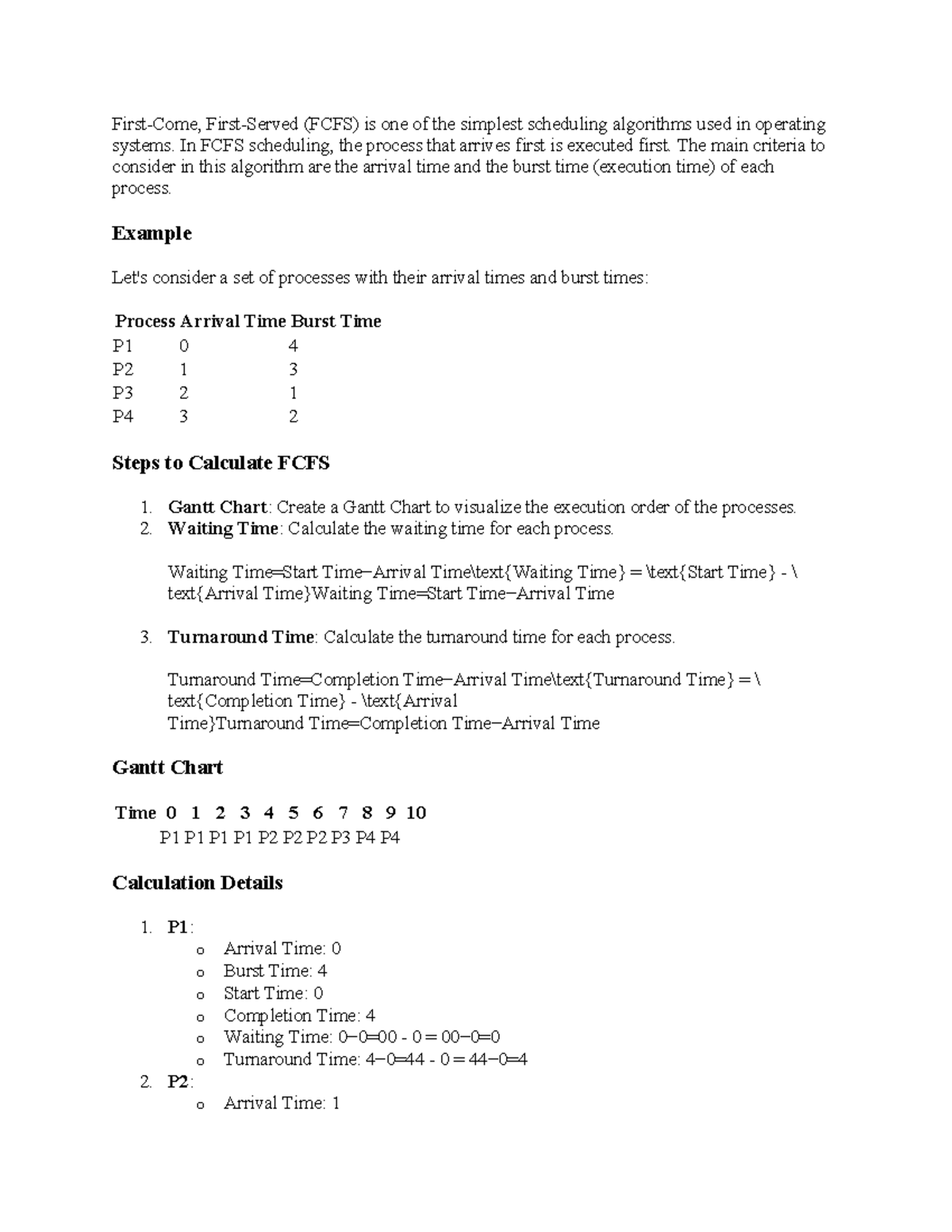 Fcfs Gantt Chart Calculator