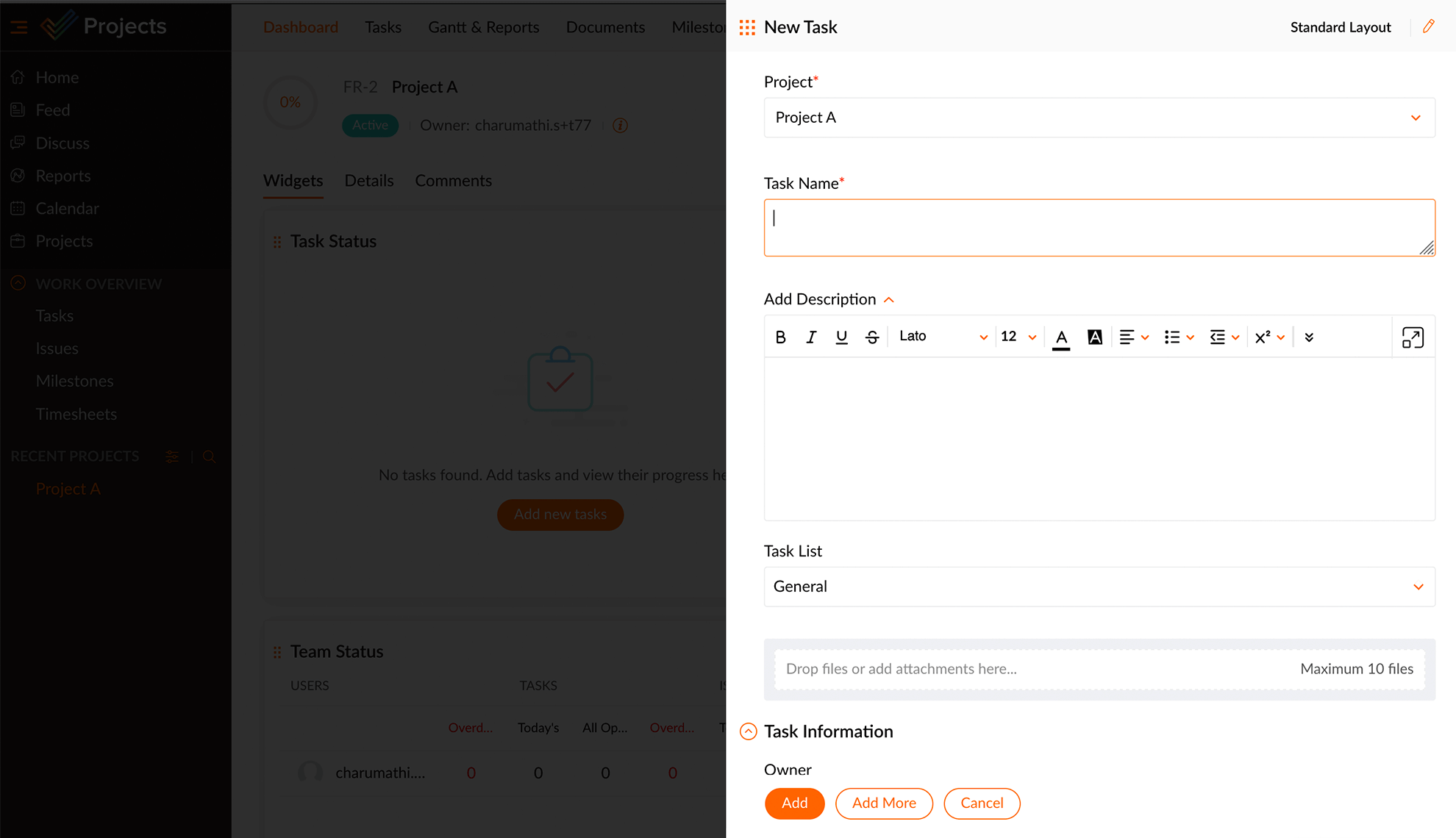Zoho Project Gantt Chart