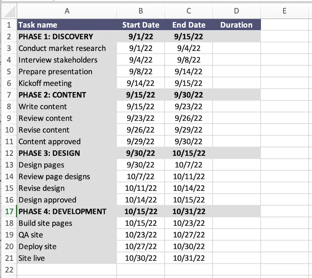 Daily 6 Week Gantt Chart Daily 6 Week Gantt Chart