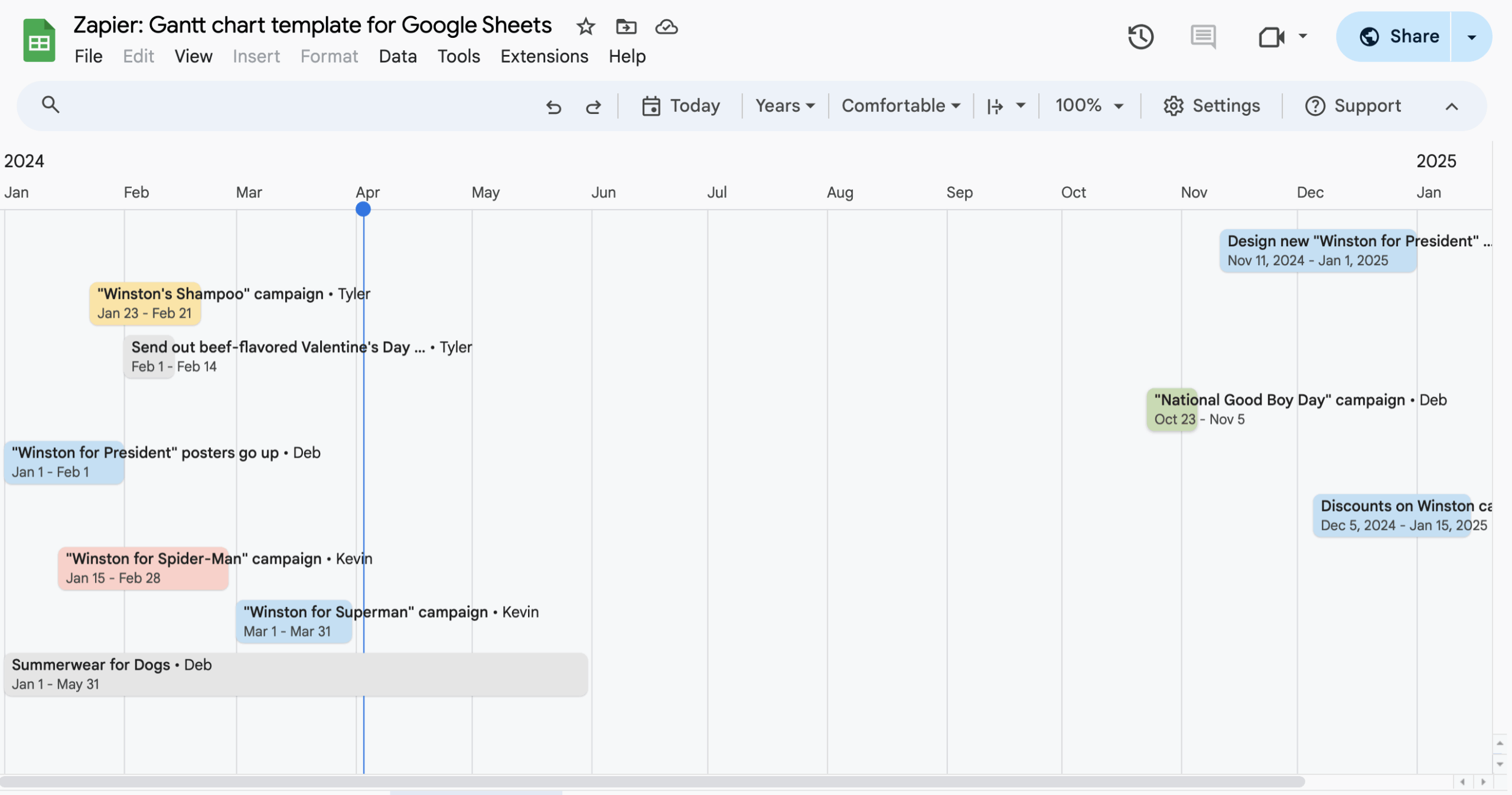 How To Make A Gantt Chart In Google Sheets free Template 