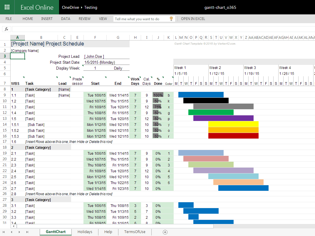 Project Print Gantt Chart