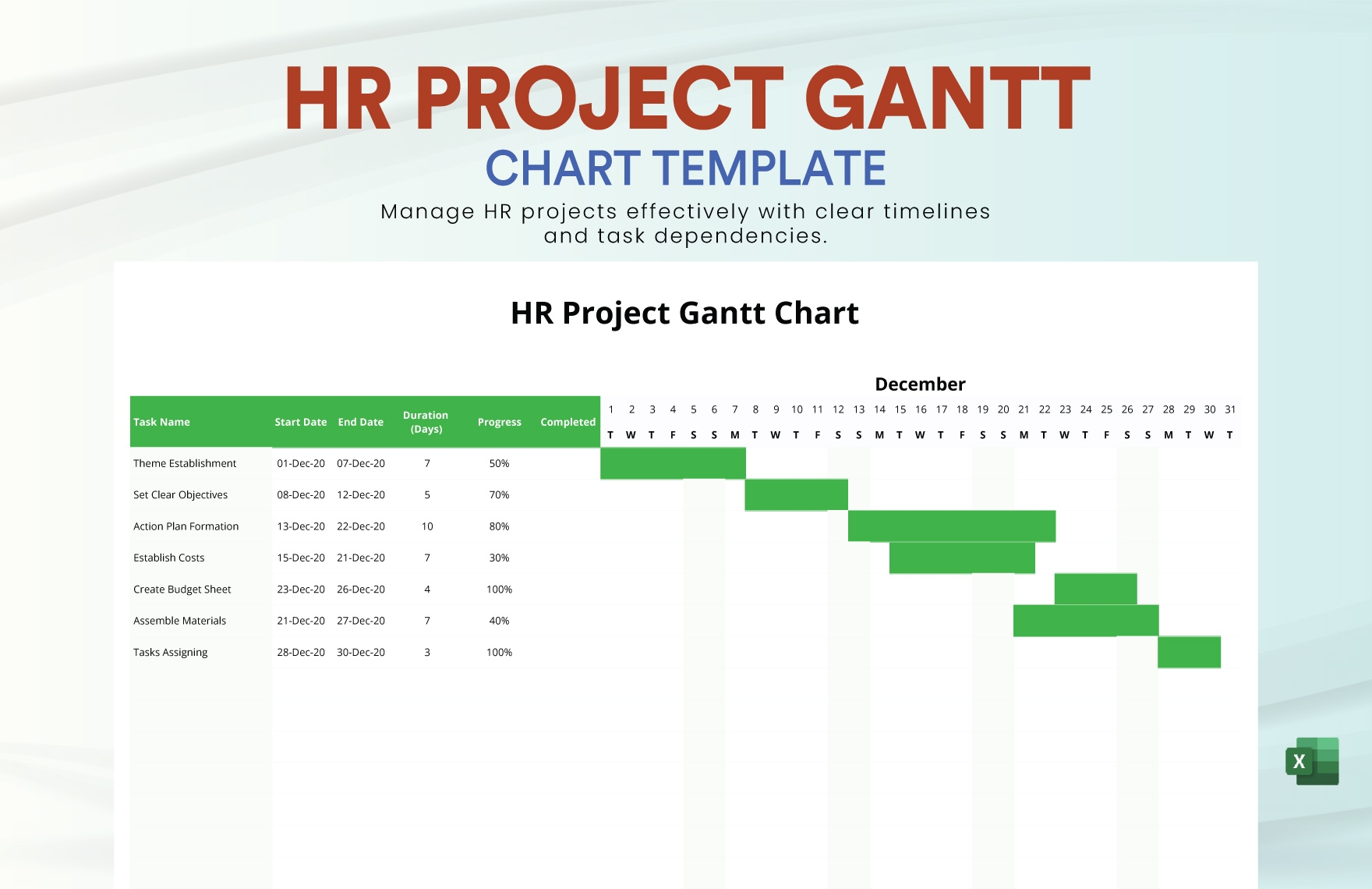 HR Project Gantt Chart Template In Excel Download Template HR Project Gantt Chart Template In Excel Download Template
