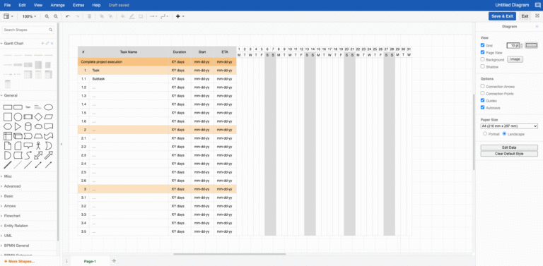 Increase Productivity With Gantt Charts In Draw io Draw io