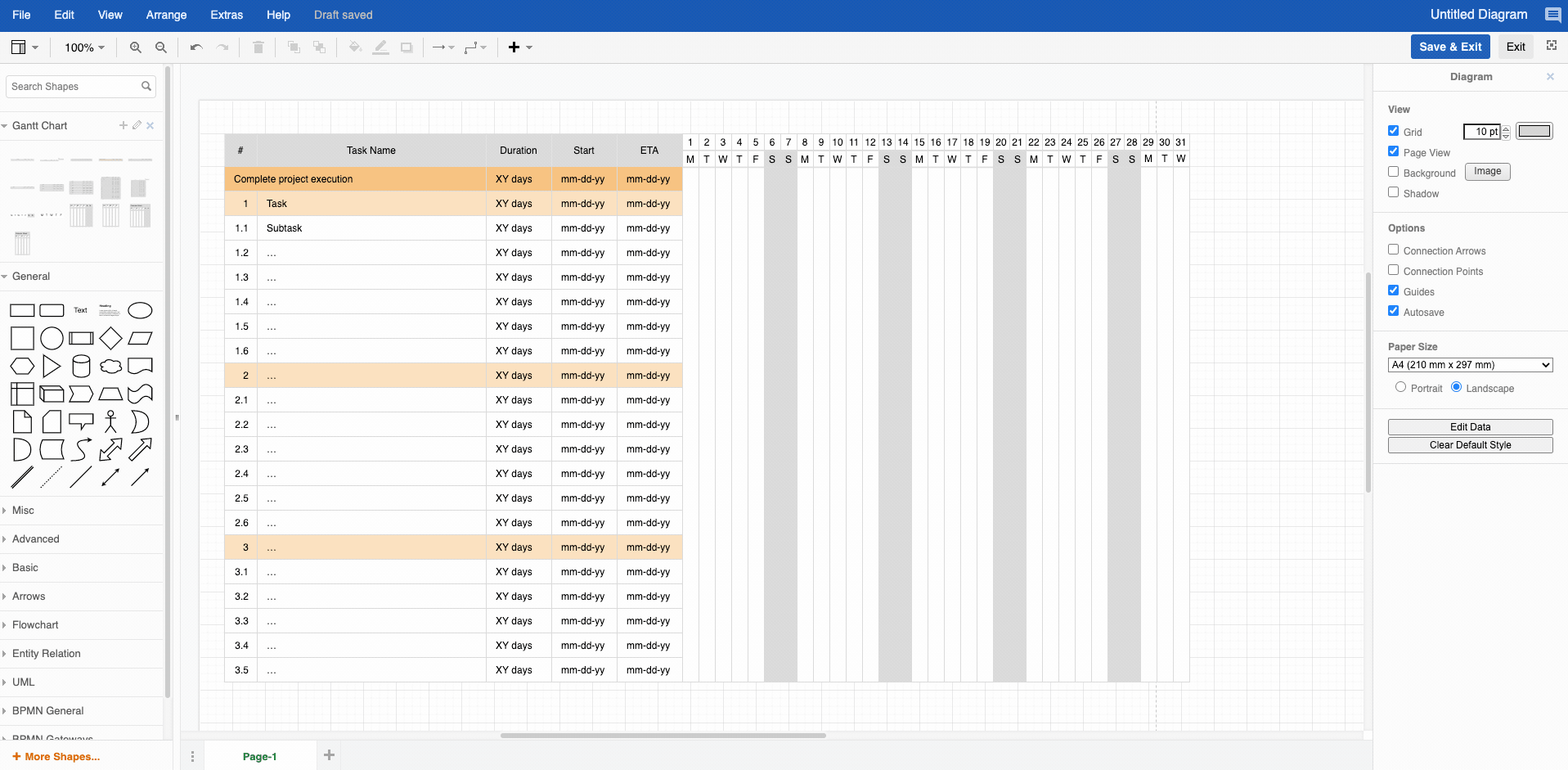 Increase Productivity With Gantt Charts In Draw io Draw io