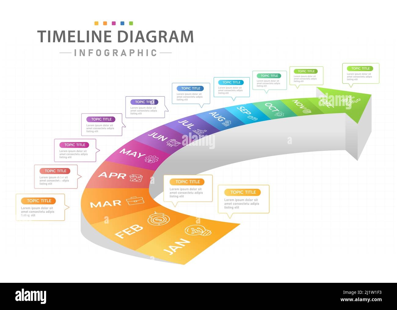 Infographic Template For Business Monthly Modern Timeline Diagram Calendar With 3D Stair Gantt Chart Stock Vector Image U0026 Art Alamy