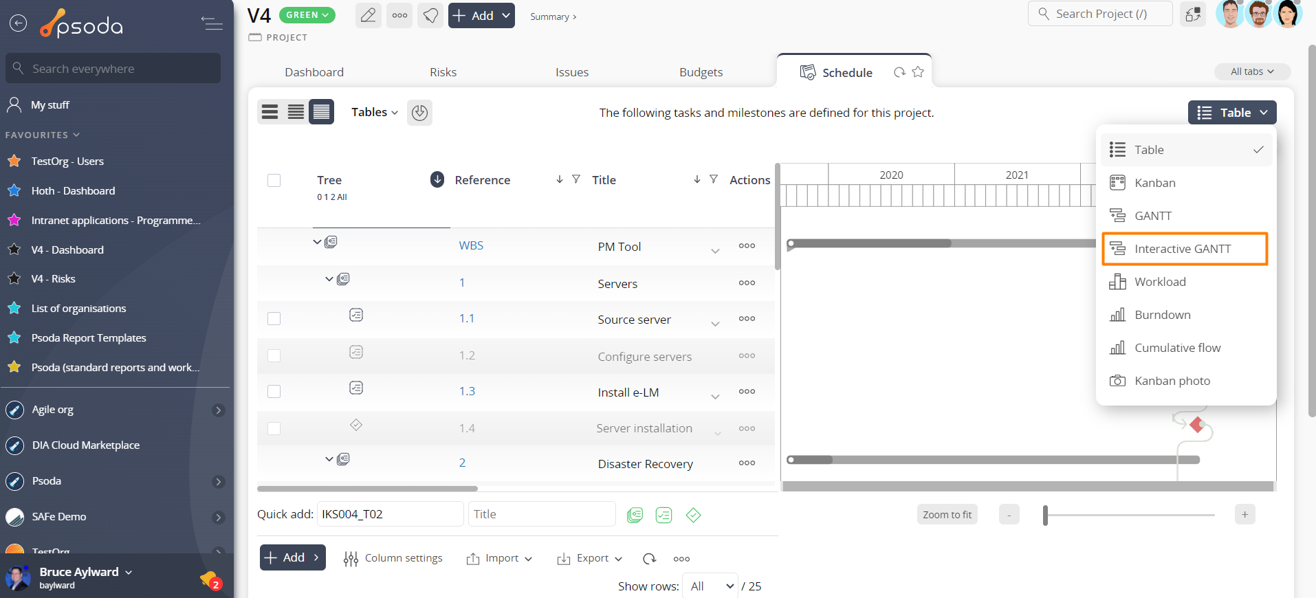 Interactive GANTT Chart Psoda Help Centre