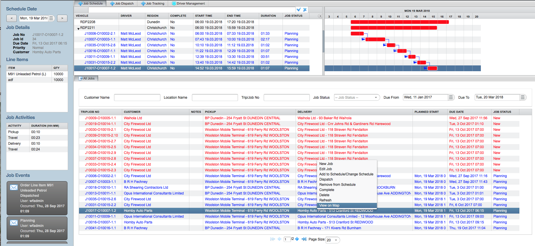 INTERDEV s Workforce 1 0 Job Scheduling Creates Efficient Fleet Utilisation With A Gantt Chart Style Trip Builder INTERDEV