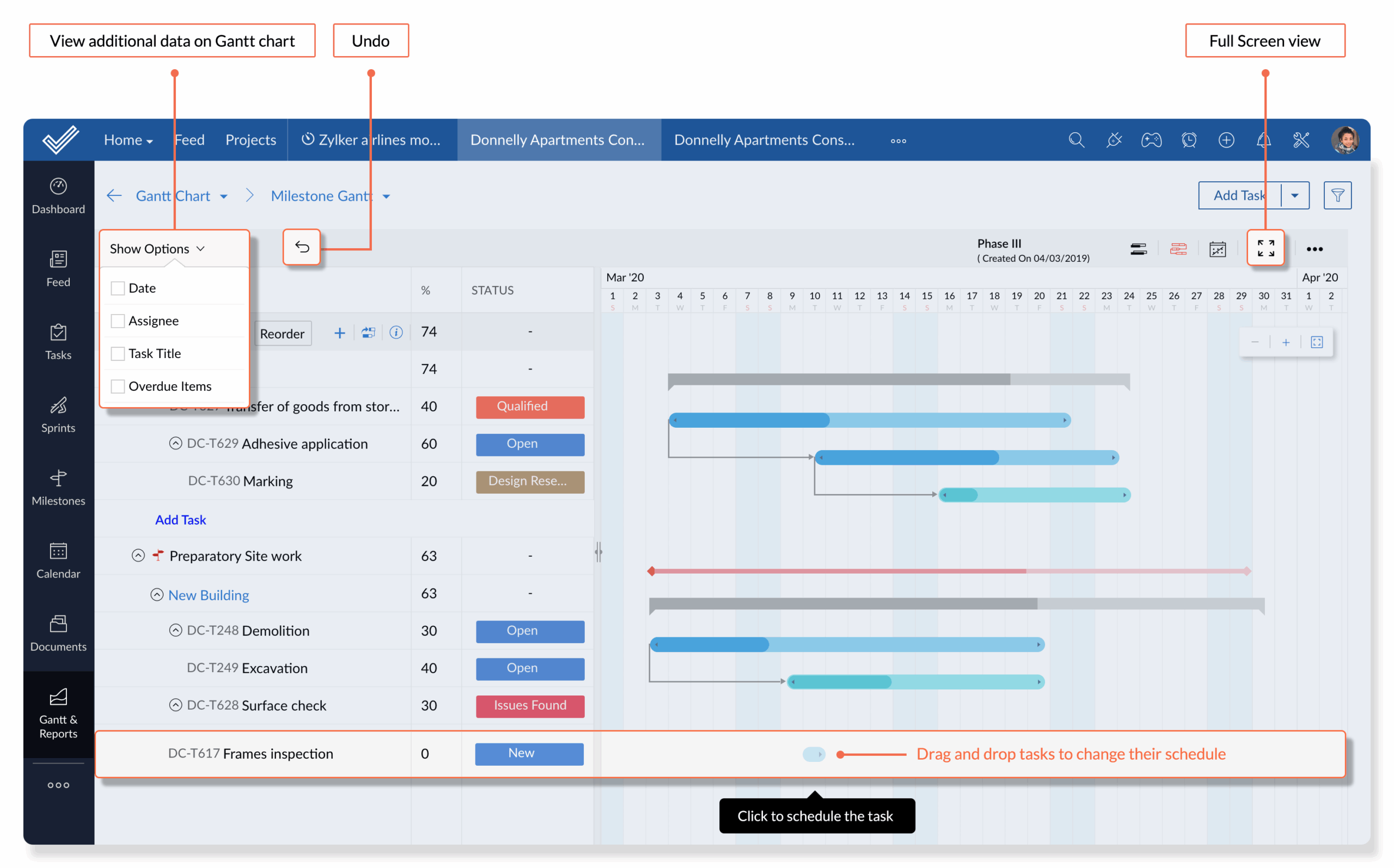 Gantt Chart Options Gantt Chart Options