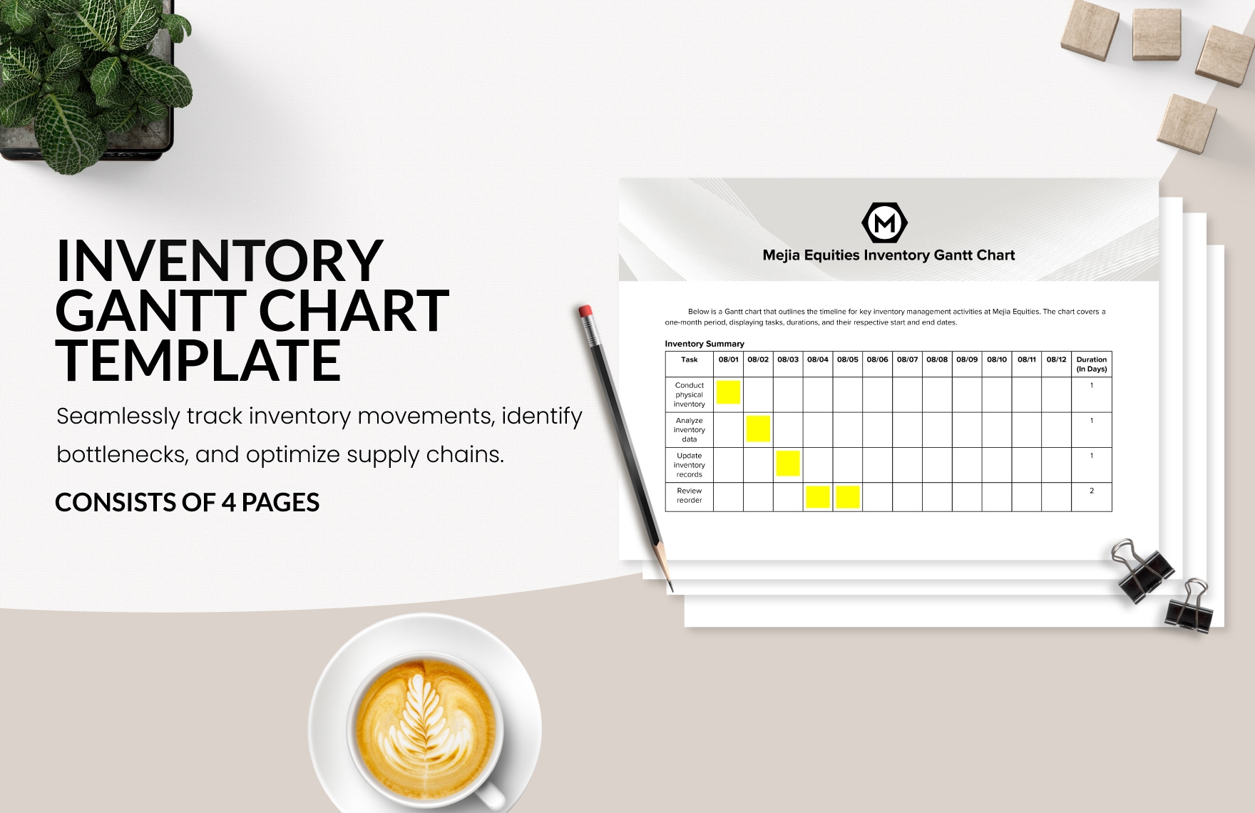 Inventory Gantt Chart Template In Word PDF Google Docs Apple Pages Download Template