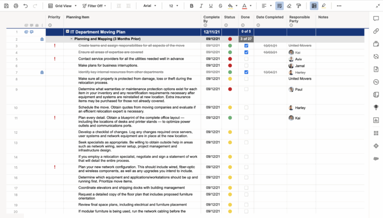 IT Office Relocation Plan Template Smartsheet
