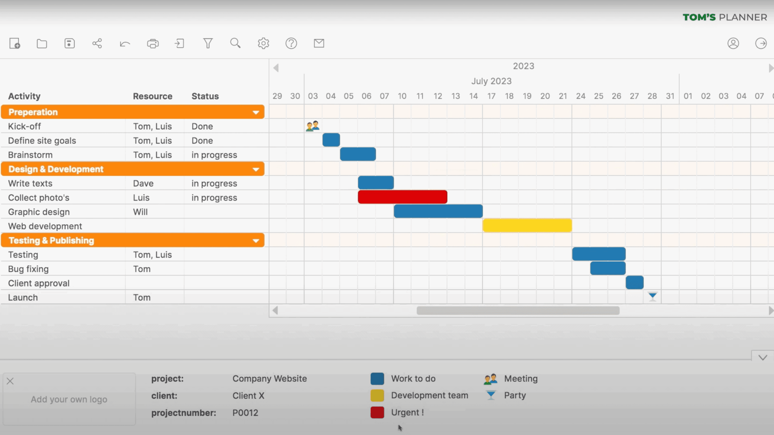 Web Development Gantt Chart