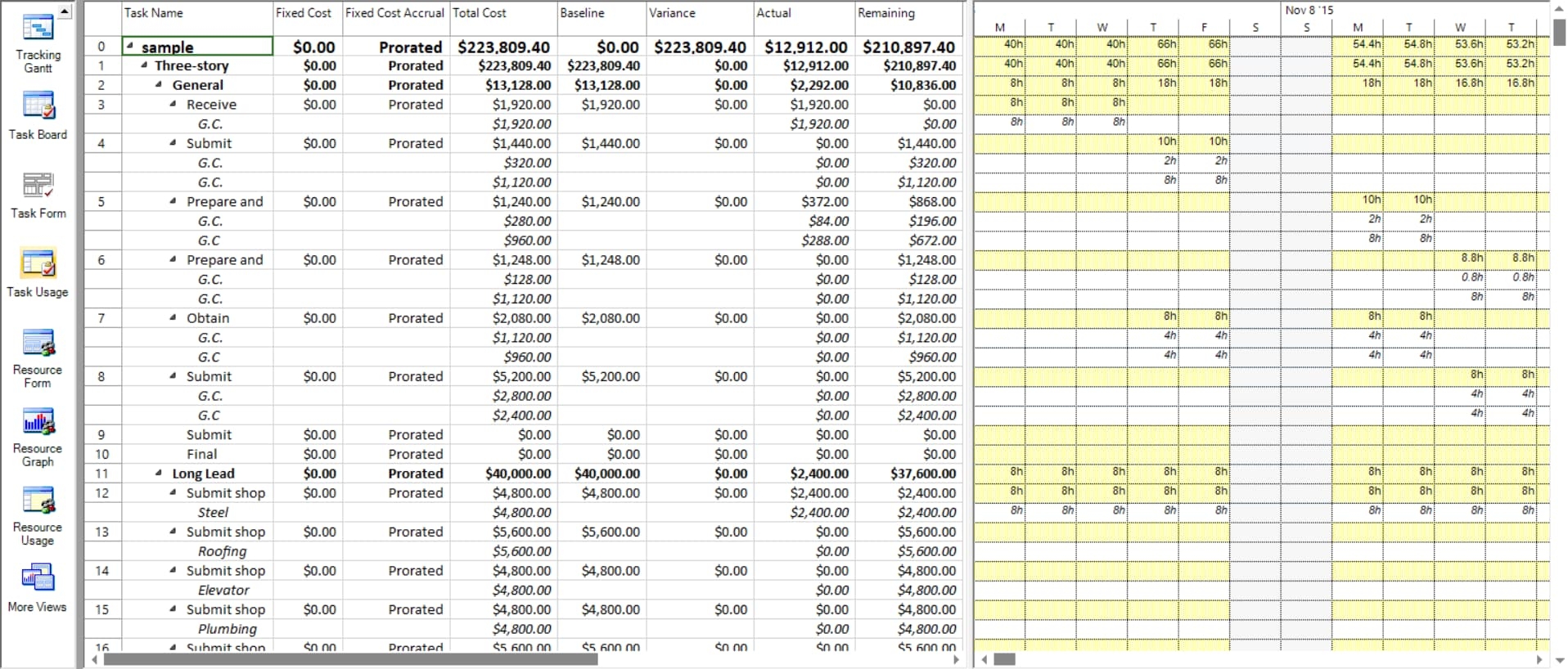 Lesson 5 View Cost Info Project Plan 365