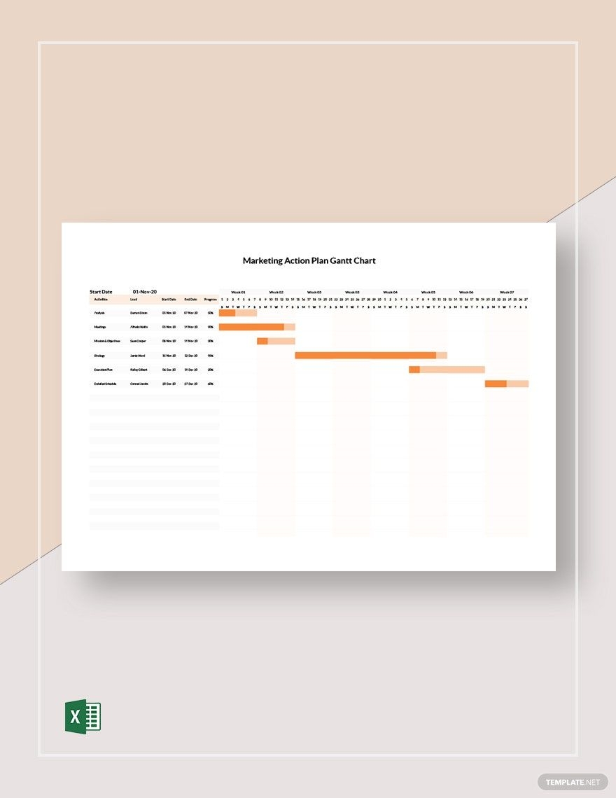 Marketing Action Plan Gantt Chart Template In Excel Download Template Marketing Action Plan Gantt Chart Template In Excel Download Template