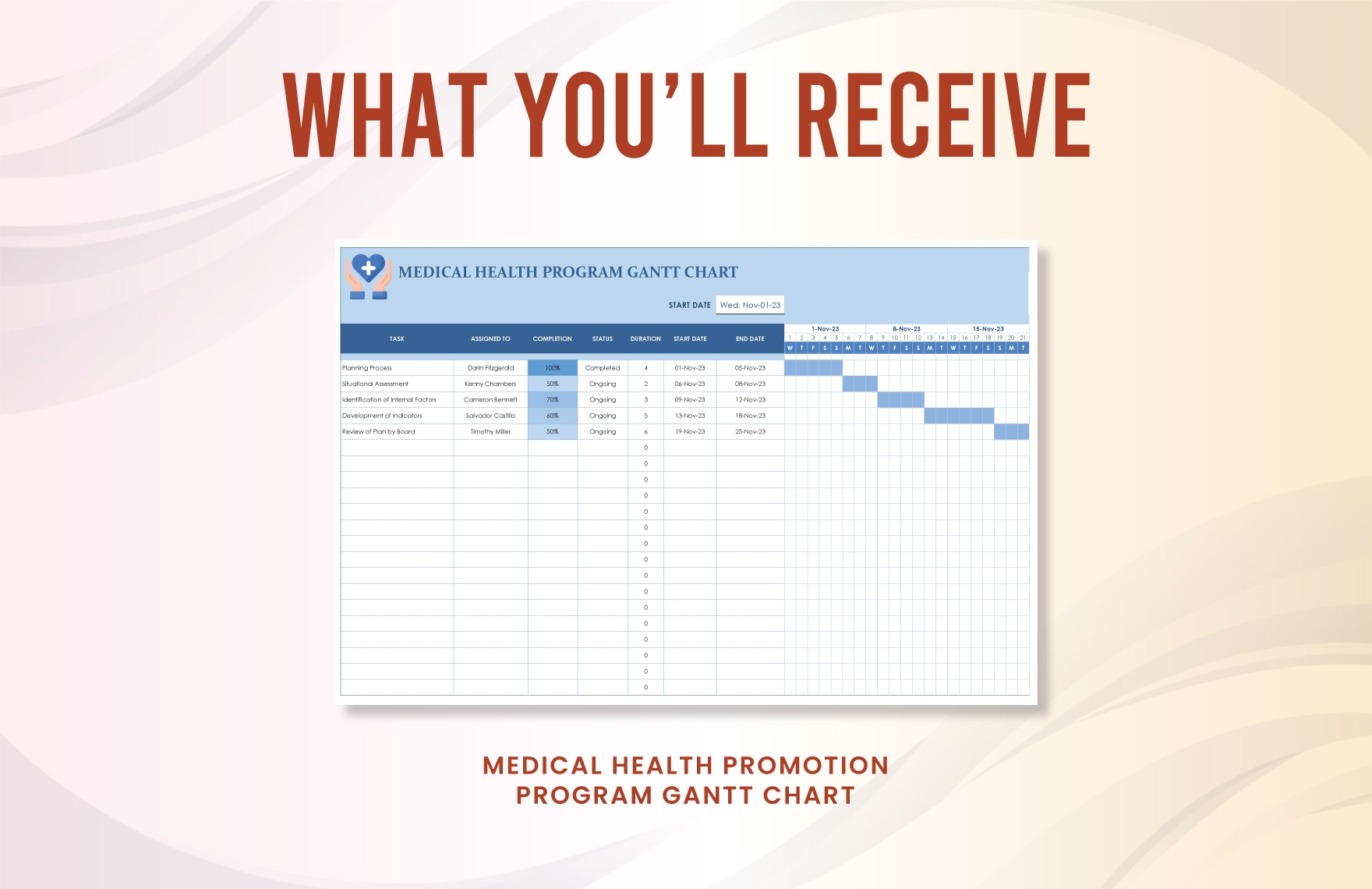 Medical Health Promotion Program Gantt Chart Template In Excel Google Sheets Download Template Medical Health Promotion Program Gantt Chart Template In Excel Google Sheets Download Template