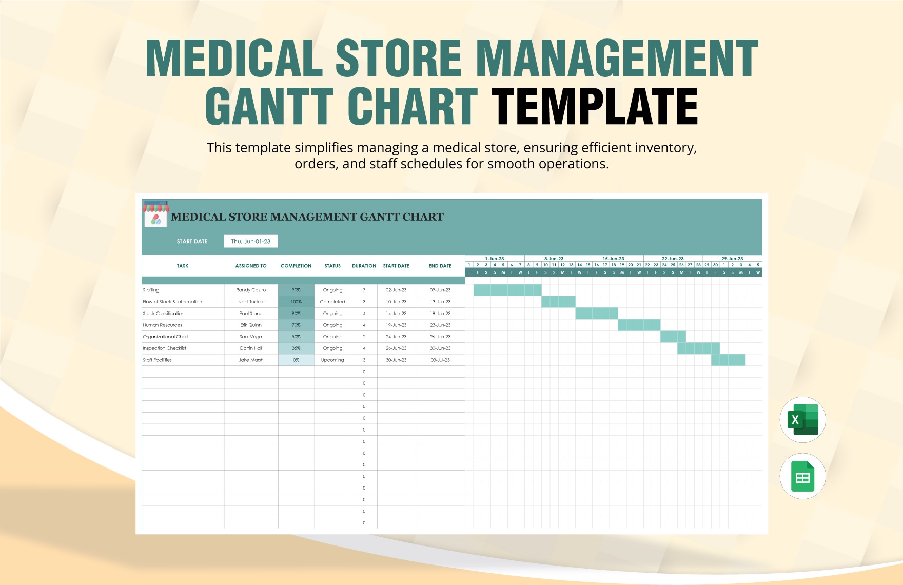 Medical Store Management Gantt Chart Template In Excel Google Sheets Download Template