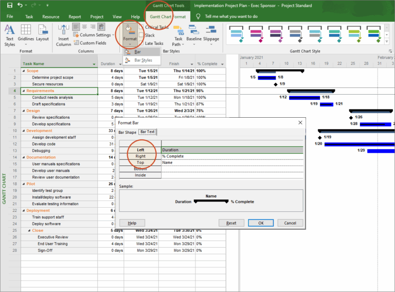 Microsoft Project Gantt Chart Ttutorial Template Export To PowerPoint