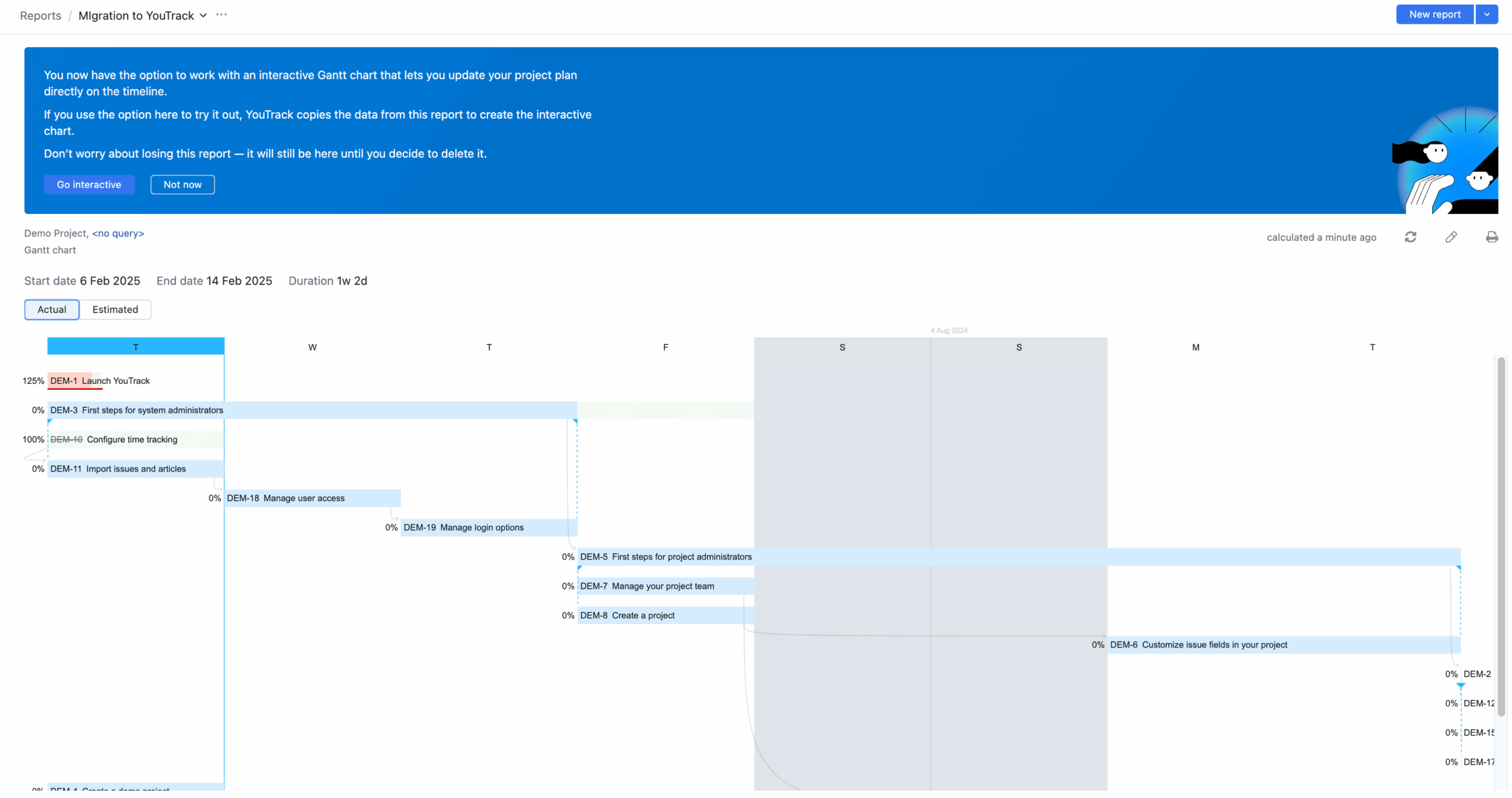 Migrate A Gantt Chart Report YouTrack Server Documentation
