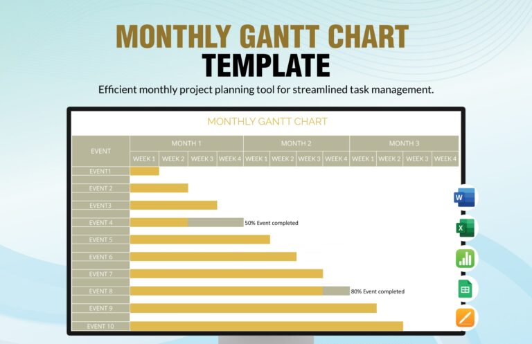 Monthly Gantt Chart Template In Word Apple Pages Excel Google Sheets Apple Numbers Download Template
