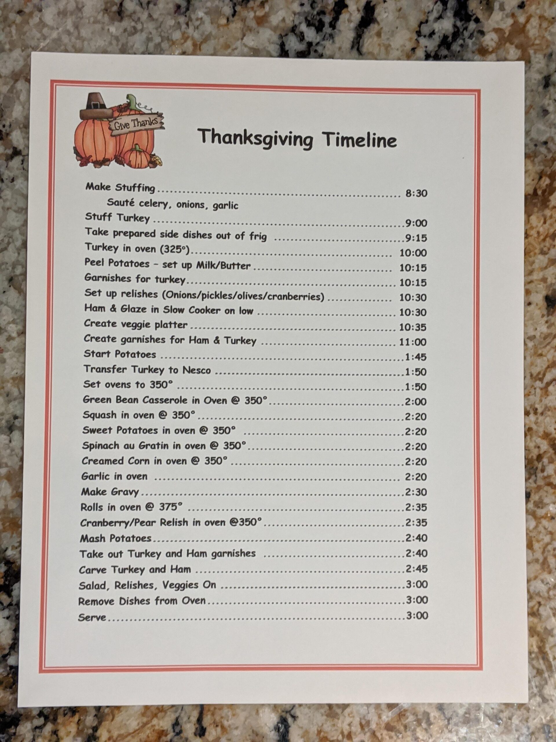 My Mom s Very Organized Thanksgiving Prep Timeline R 