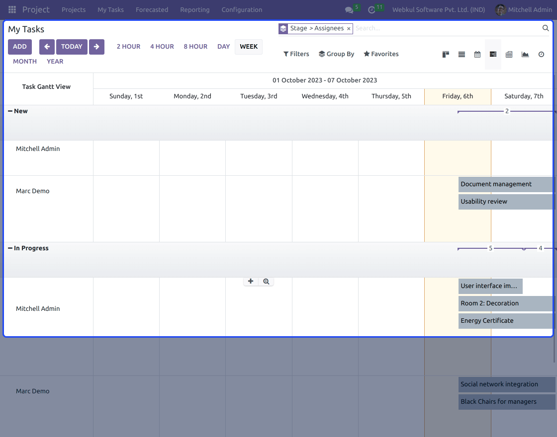 Odoo Project Gantt Native Web View WebKul