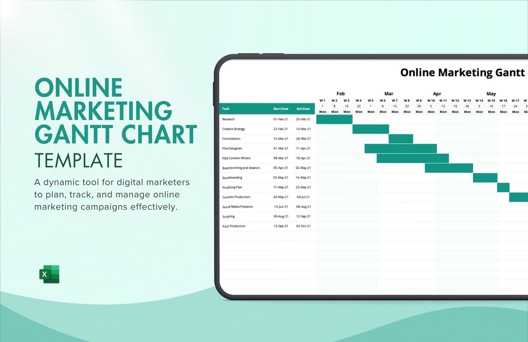 Online Marketing Gantt Chart Template In Excel Download Template
