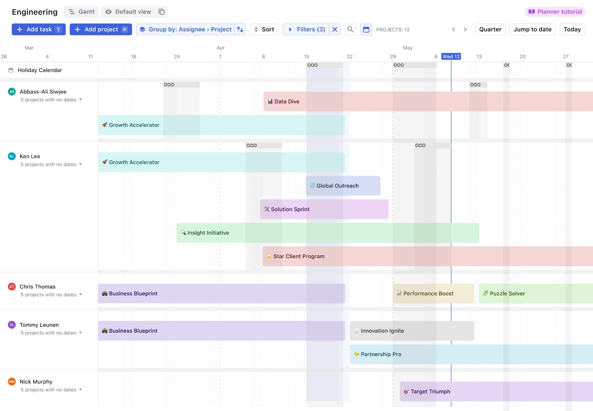Out Of Office Events In Motion s Gantt Chart Motion