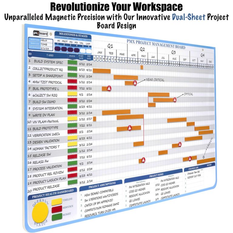 PMXBoard Gantt Chart Whiteboard Kit 668 Magnets Visualize Timelines Risks U0026 Critical Path Ultimate Management White Board For Project Management Amazon co uk Stationery U0026 Office Supplies