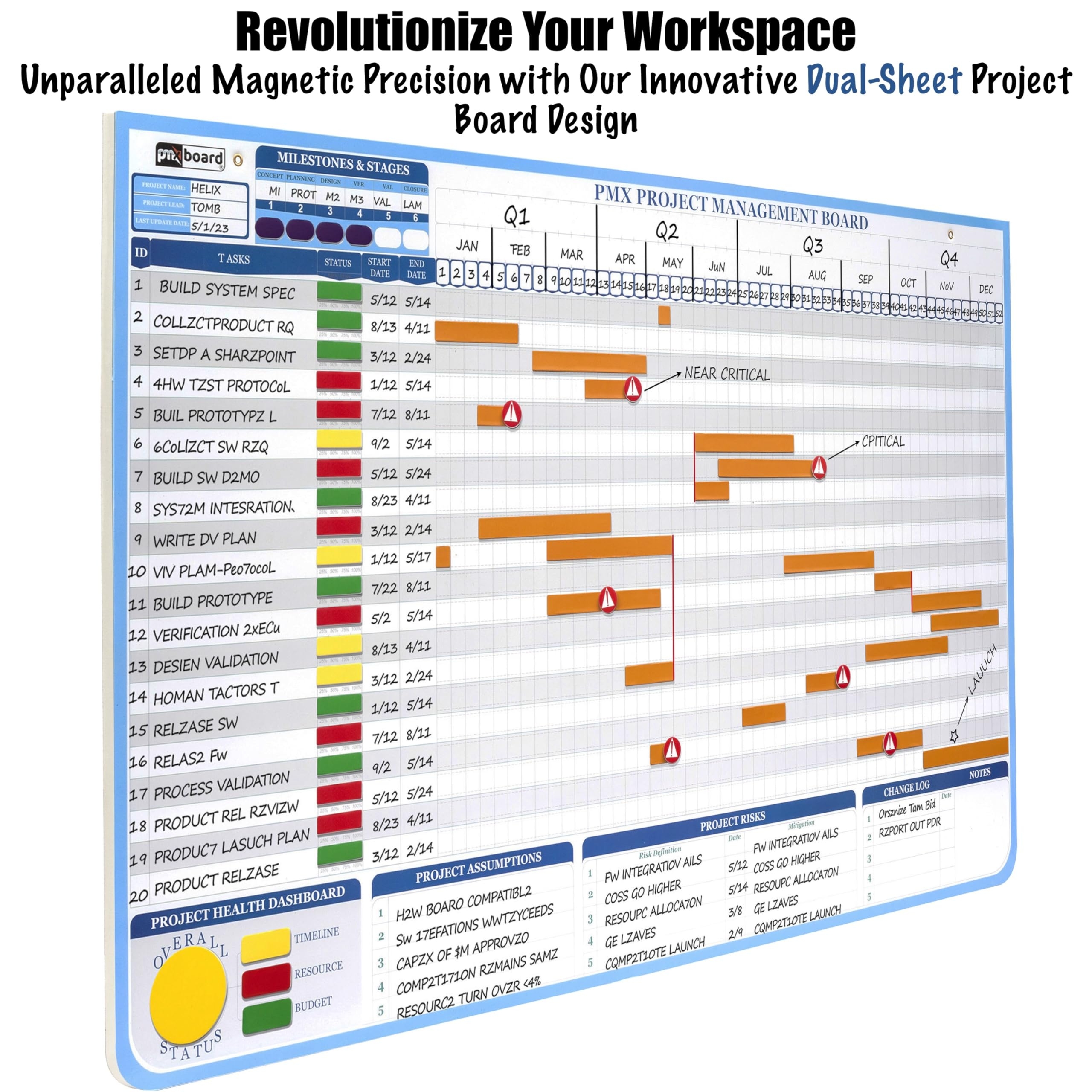PMXBoard Gantt Chart Whiteboard Kit 668 Magnets Visualize Timelines Risks U0026 Critical Path Ultimate Management White Board For Project Management Amazon co uk Stationery U0026 Office Supplies