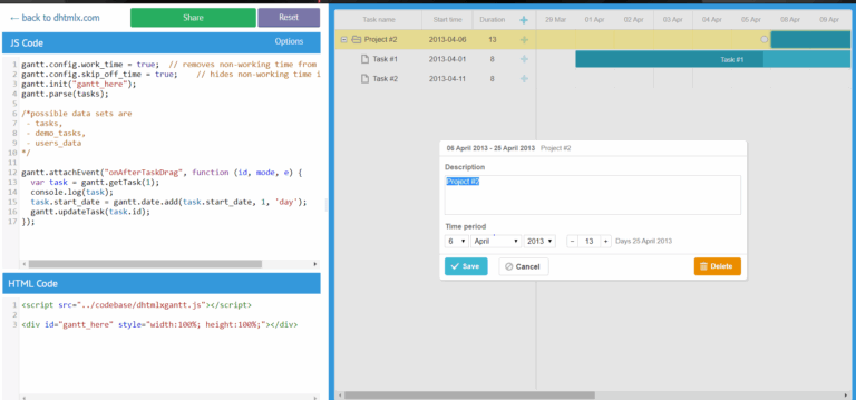 Programatically Change Date Of Task Doesn t Ignore Weekends Gantt Multiple Drag And Drop Gantt DHTMLX