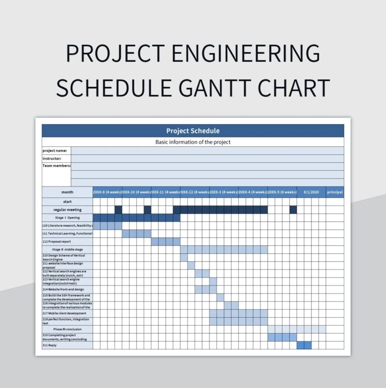 Project Engineering Schedule Gantt Chart Excel Template And Google Sheets File For Free Download Slidesdocs