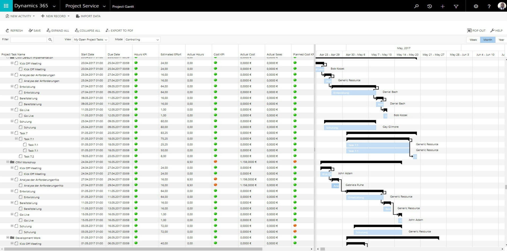 Project Gantt For Multi project Management In Microsoft Dynamics 365 ProMX