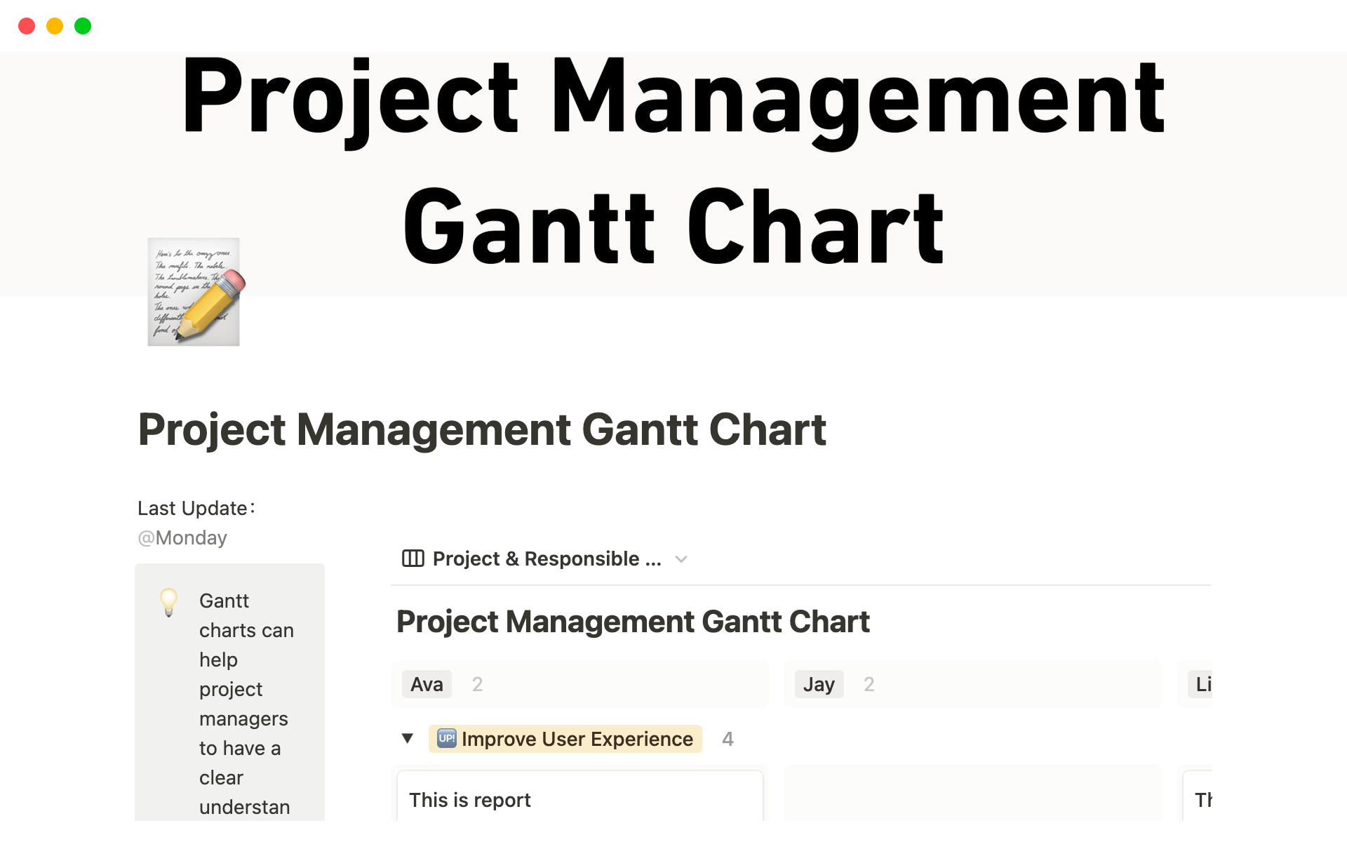 Project Management Gantt Chart Template Notion Marketplace