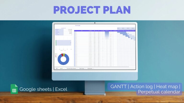 Project Plan GANTT Chart Digital Template Excel Google 