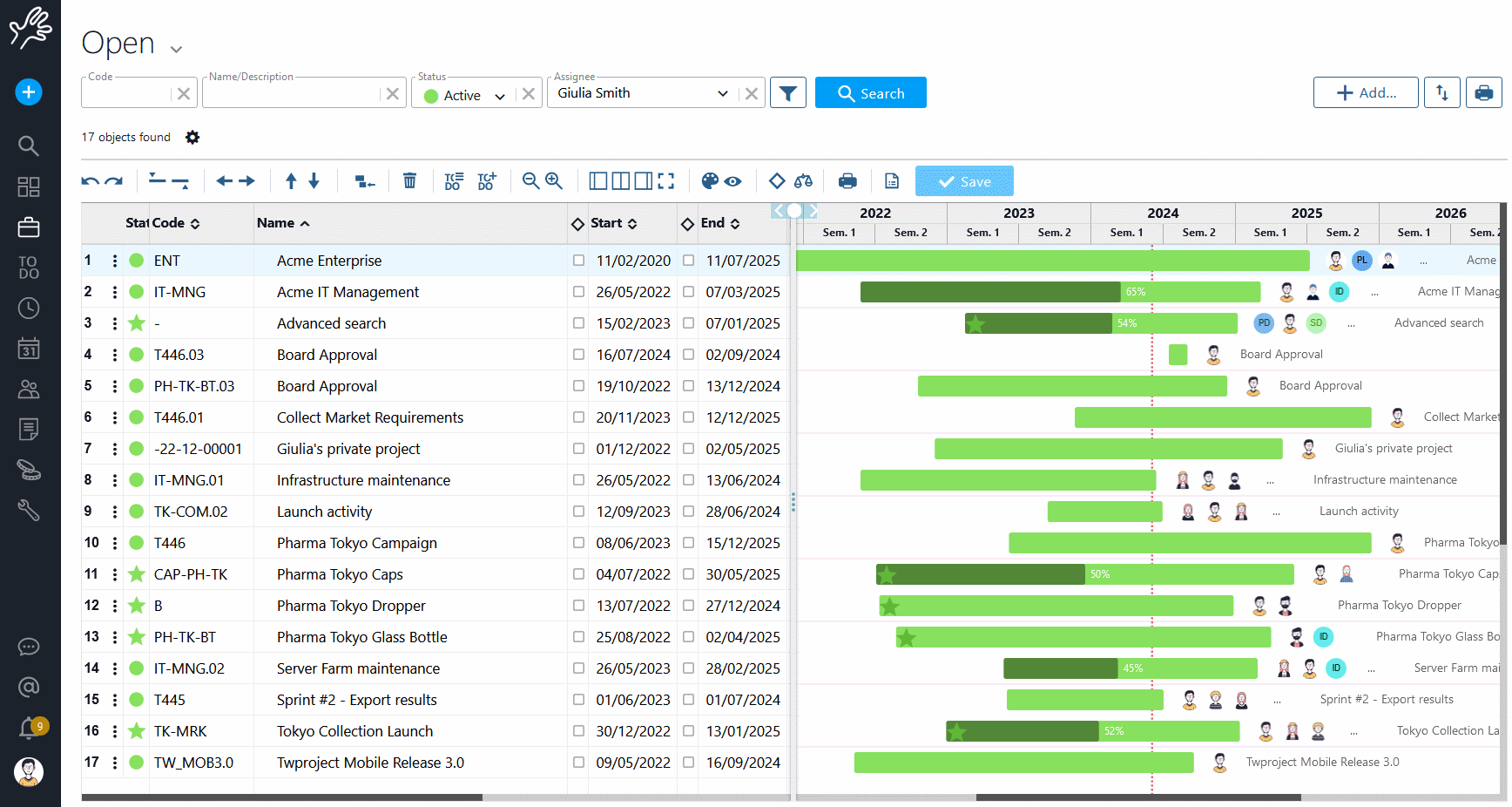 Project Portfolio Twproject Support