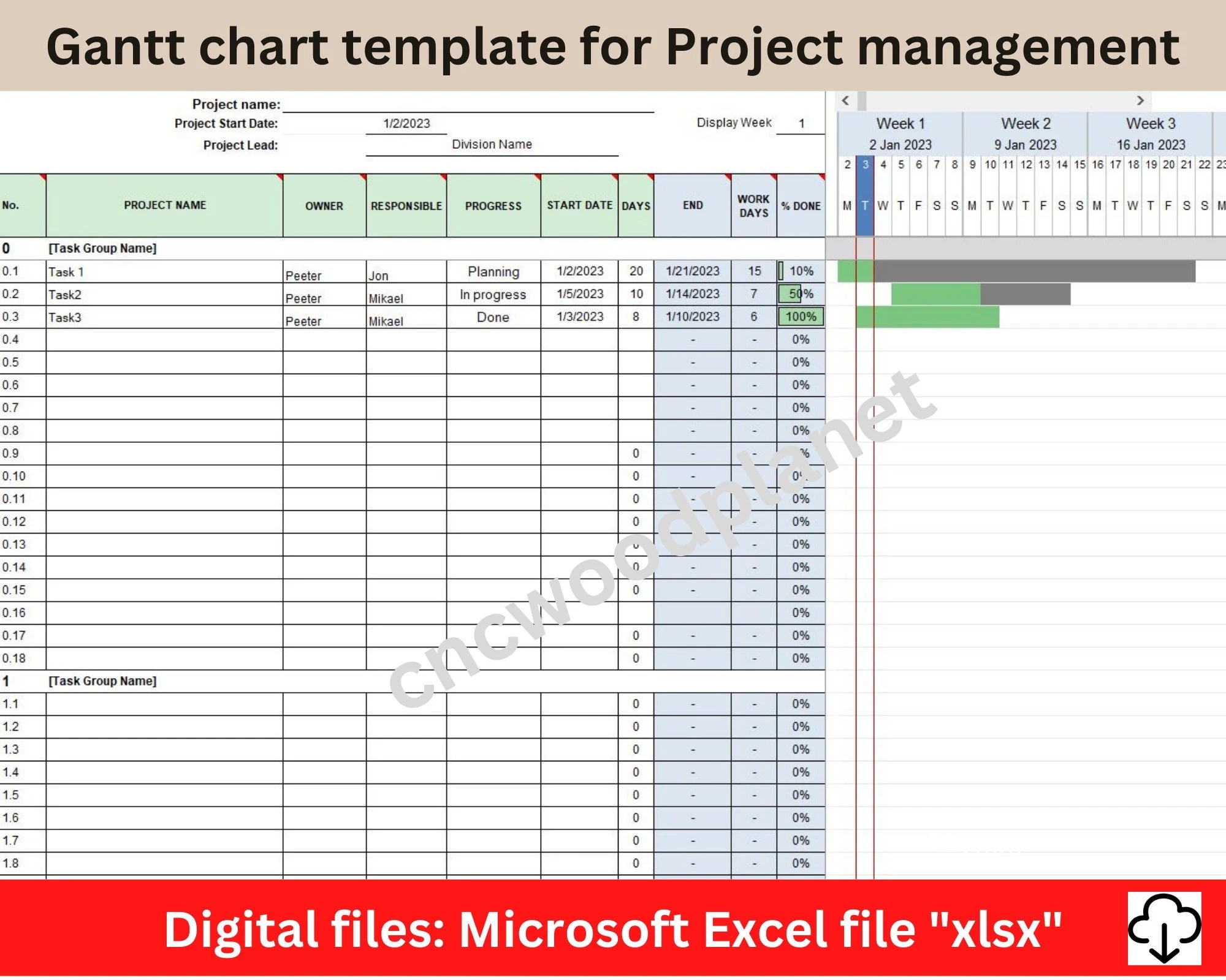 Projects And Tasks Easily With Gantt Chart Project Planner Excel Automated Projects Planner Excel Project Scope And Time Management Etsy
