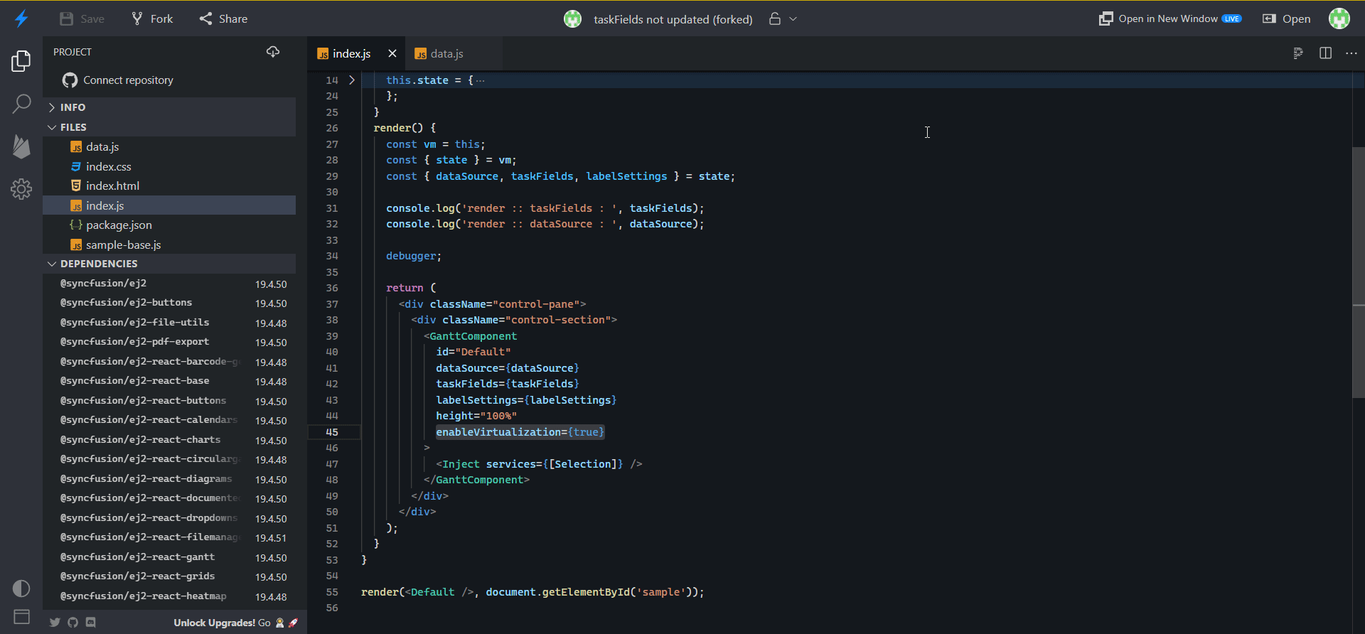 Reactjs Rows Not Showing In Syncfusion Gantt When EnableVirtualizationu003d true Stack Overflow