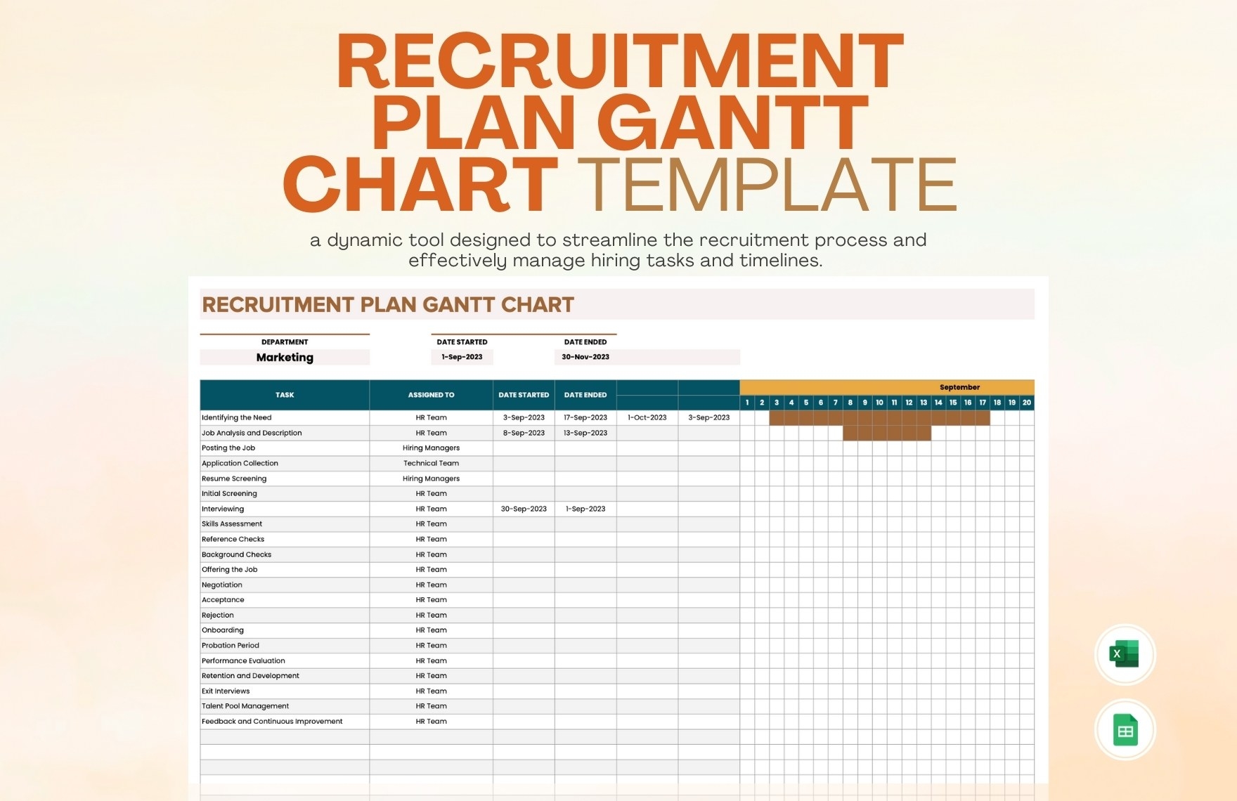 Recruitment Plan Gantt Chart Template In Excel Google Sheets 