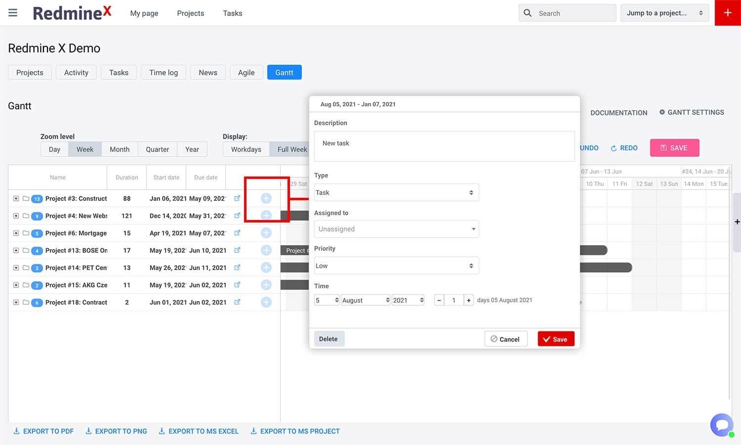 RedmineX Gantt Chart Documentation
