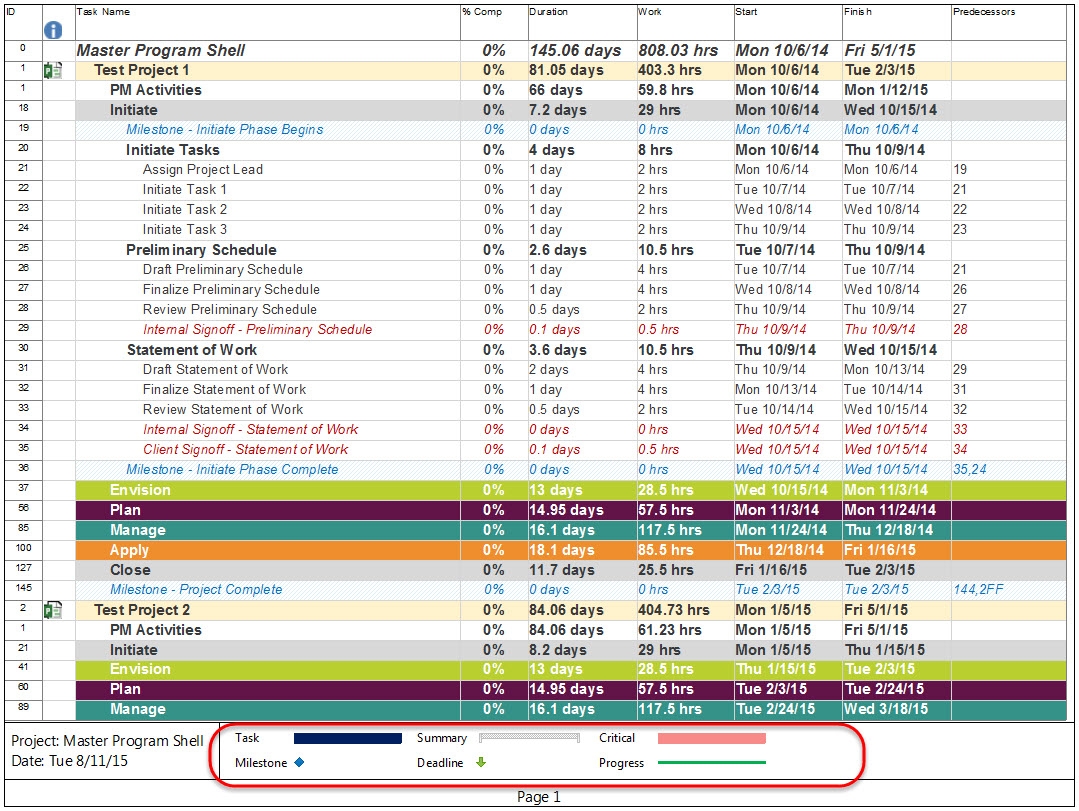 Removing Legend Items In A Microsoft Project 2013 Schedule EPMA Insights