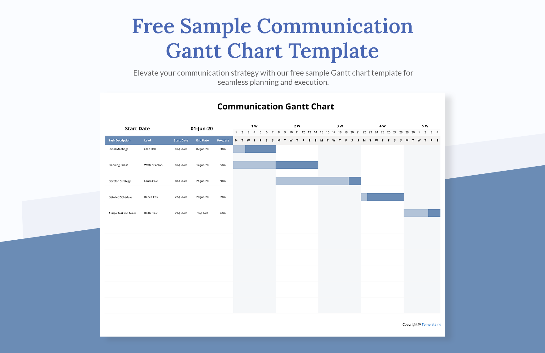 Sample Communication Gantt Chart Template In Excel Download 